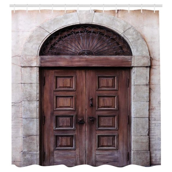 Ambesonne Other - Ambesonne Rustic Shower Curtain Arched Wooden